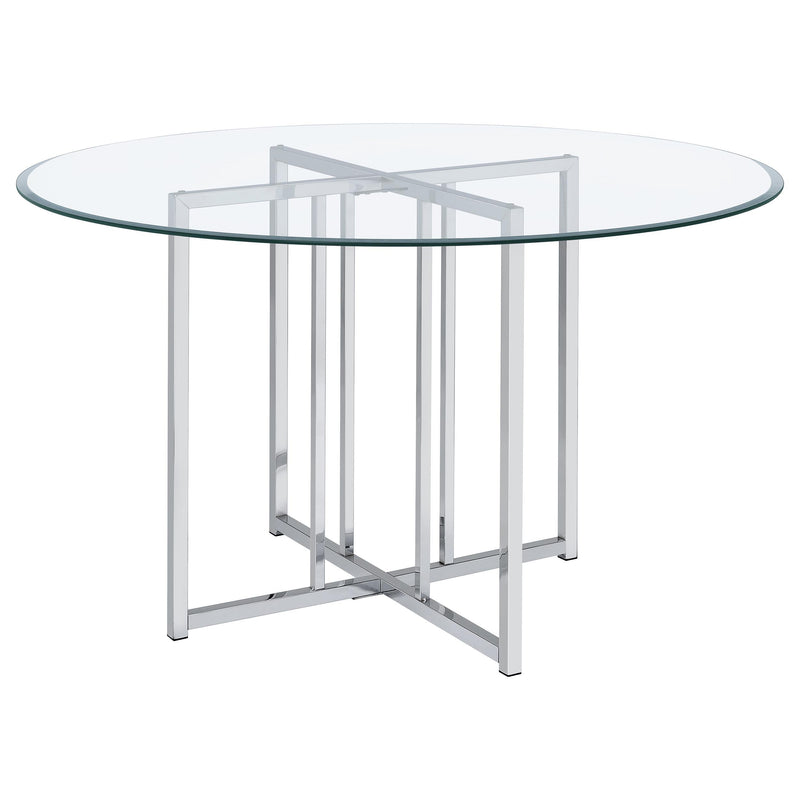 Pace 48-inch Round Glass Top Dining Table Chrome - 115210CHR