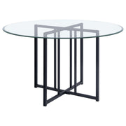 Pace 48-inch Round Glass Top Dining Table Matte Black - 115210BLK