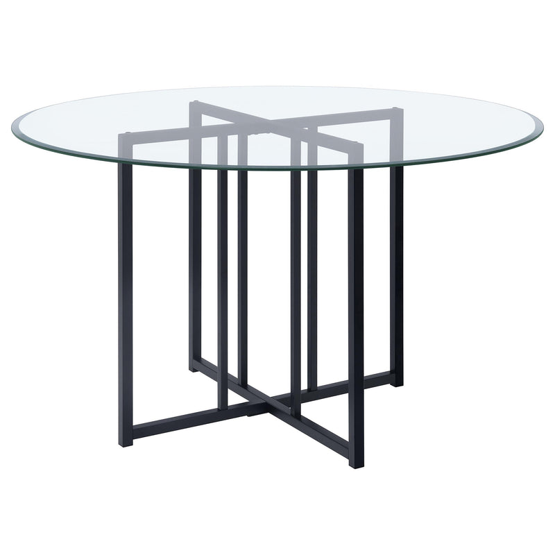 Pace 48-inch Round Glass Top Dining Table Matte Black - 115210BLK