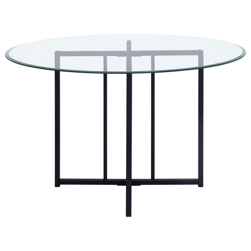 Pace 48-inch Round Glass Top Dining Table Matte Black - 115210BLK