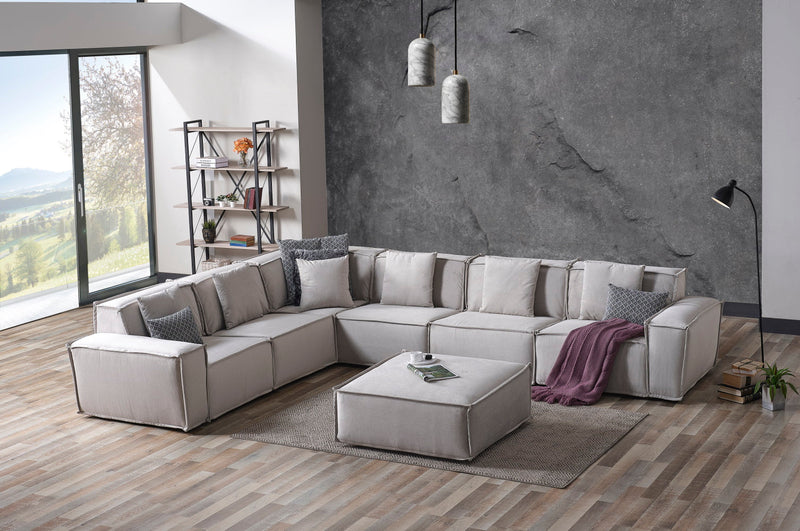 Padova Sectional With Ottoman Cream in Cream - 105-PAD-CRE-SET