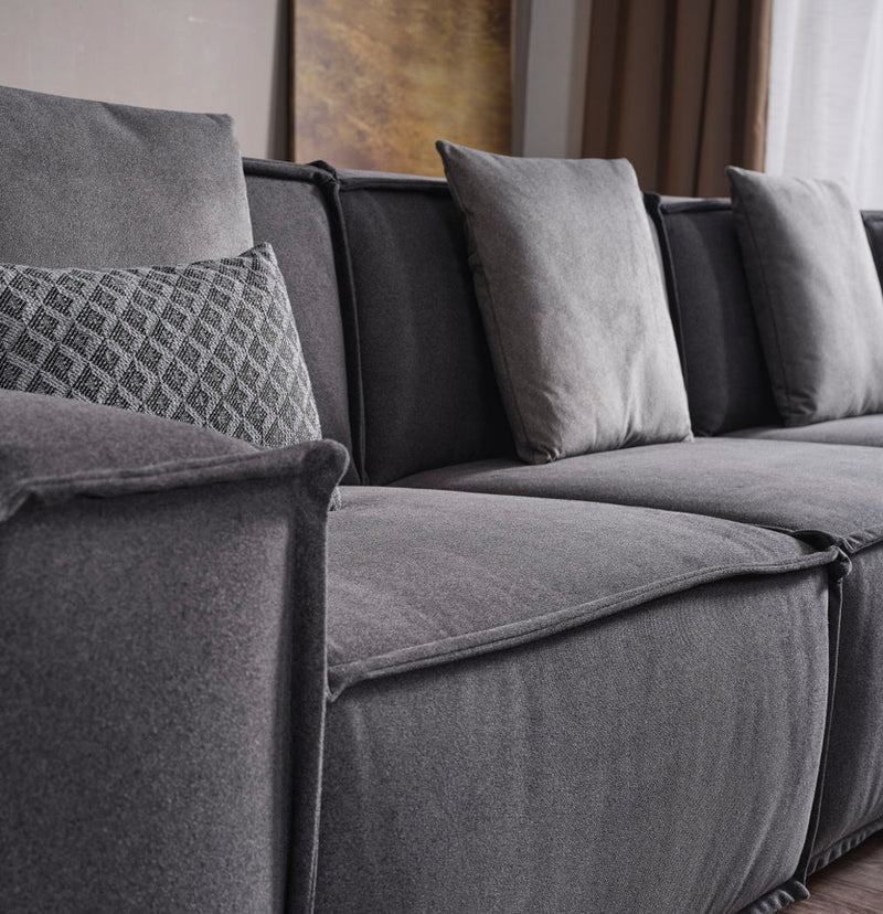 Padova Sectional With Ottoman Grey in Grey - 105-PAD-GREY-SET