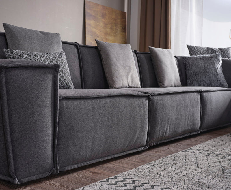 Padova Sectional With Ottoman Grey in Grey - 105-PAD-GREY-SET