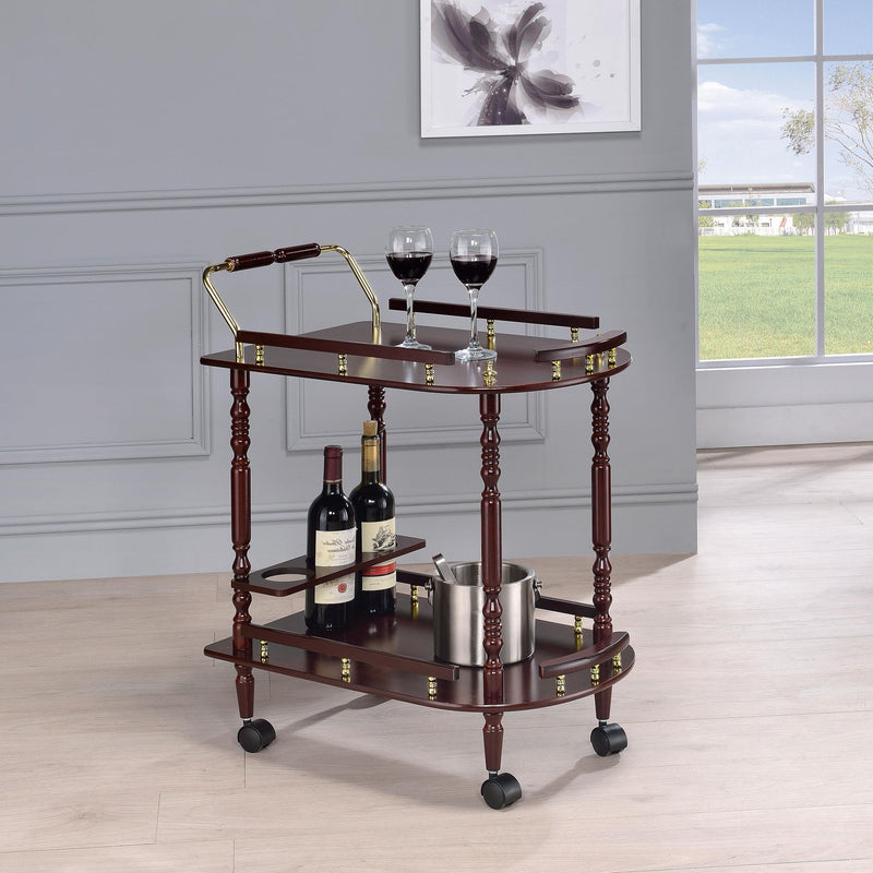 Palmer 2-tier Rectangular Wood Bar Cart Merlot - 3512