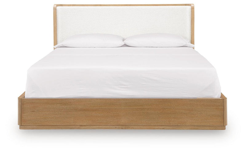 Pamaria Light Brown California King Upholstered Panel Bed - PCB802B8