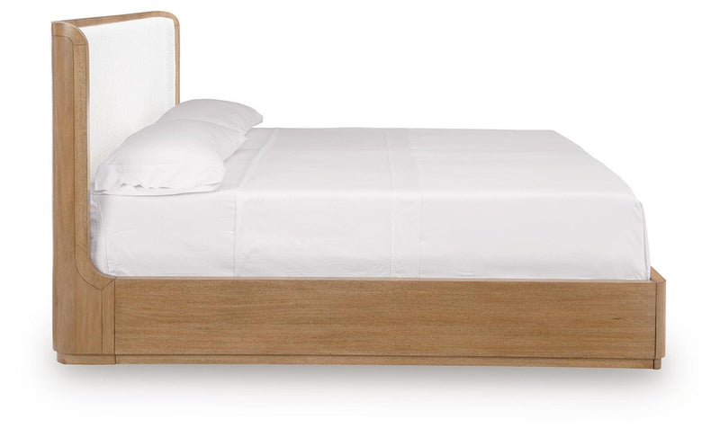 Pamaria Light Brown California King Upholstered Panel Bed - PCB802B8