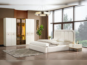 Pamukkale Bedroom (Queen Frame With Headboard & Dresser With Mirror & Ottoman & 2 Nightstand) - 200-ELIF-PAM-A211-QBED-SET