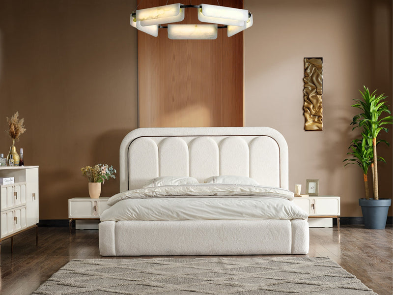 Pamukkale Bedroom (Queen Frame With Headboard & Dresser With Mirror & Ottoman & 2 Nightstand) - 200-ELIF-PAM-A211-QBED-SET
