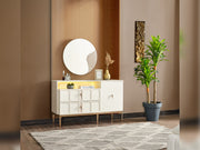 Pamukkale Bedroom (Queen Frame With Headboard & Dresser With Mirror & Ottoman & 2 Nightstand) - 200-ELIF-PAM-A211-QBED-SET