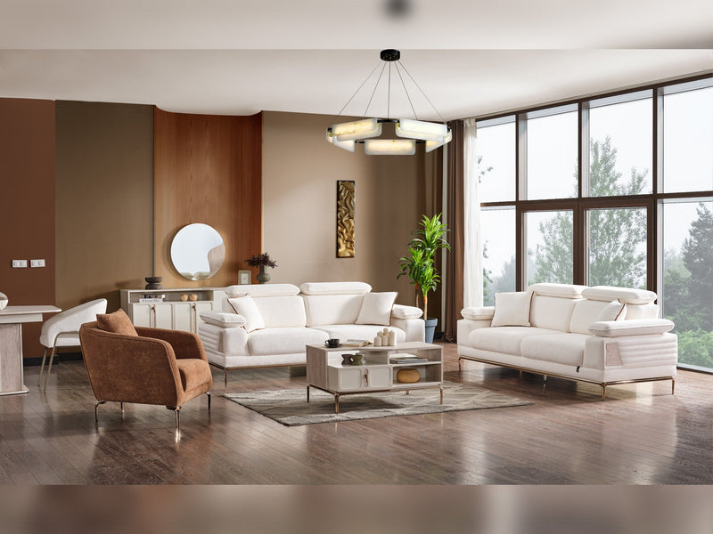Pamukkale Convertible Loveseat in White - 200-ELIF-PAM-A214-2