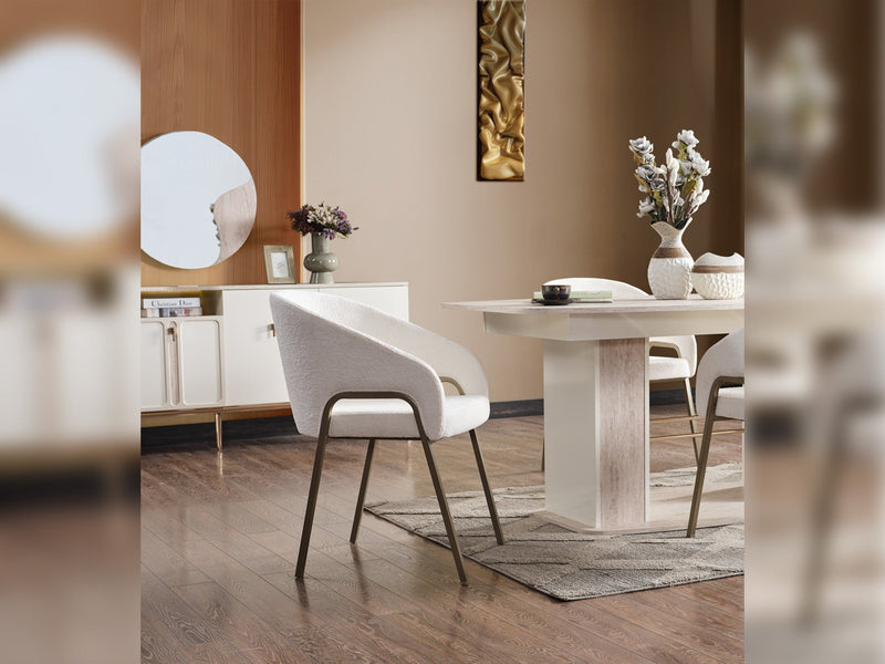 Pamukkale Diningroom (Consol With Mirror & Dining Table & 6 Dining Chair) - 200-ELIF-PAM-A212-DT-6-SET