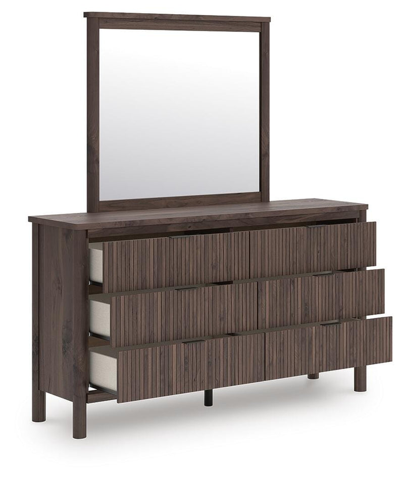 Pamytta Full Panel Platform Bed, Dresser and Mirror - PCB2614B5