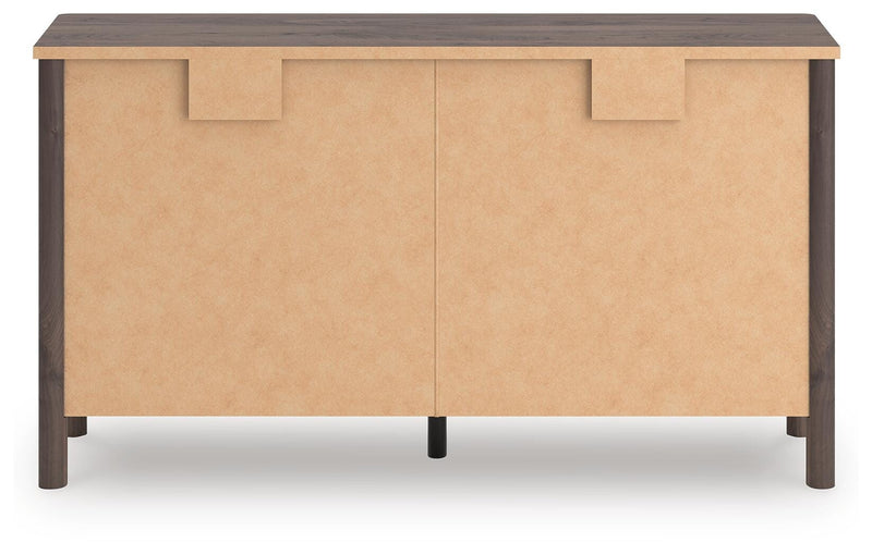 Pamytta Full Upholstered Panel Bed and Dresser in Brown - PKG022727