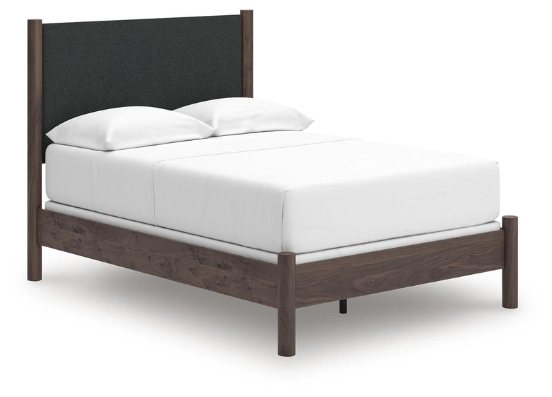 Pamytta Full Upholstered Panel Bed, Dresser and Chest in Brown - PKG022773