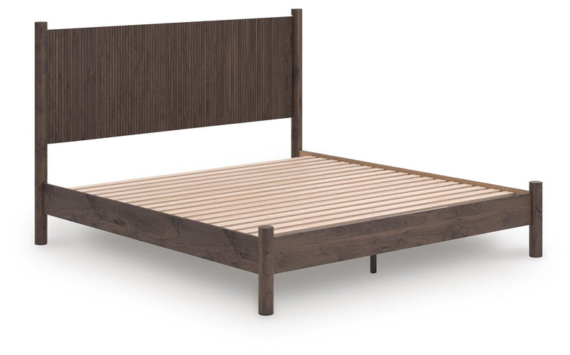 Pamytta King Panel Platform Bed, Chest and  Nightstand in Brown - PKG022780