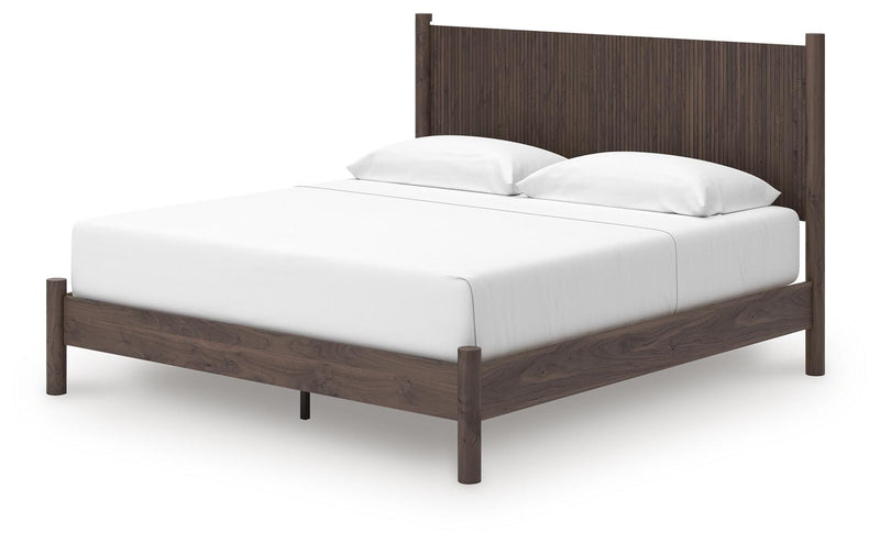 Pamytta King Panel Platform Bed, Dresser and Nightstand in Brown - PKG022742