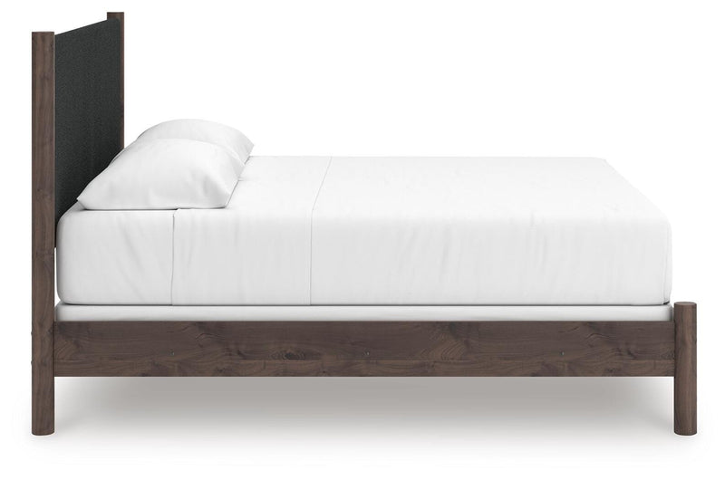 Pamytta King Upholstered Panel Bed, Dresser and Chest in Brown - PKG022784