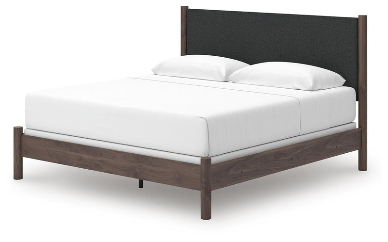 Pamytta King Upholstered Panel Bed, Dresser and Chest in Brown - PKG022784