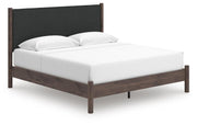 Pamytta King Upholstered Panel Platform Bed, Dresser and Nightstand in Brown - PKG022752