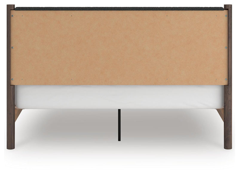 Pamytta King Upholstered Panel Platform Bed, Dresser and Nightstand in Brown - PKG022752