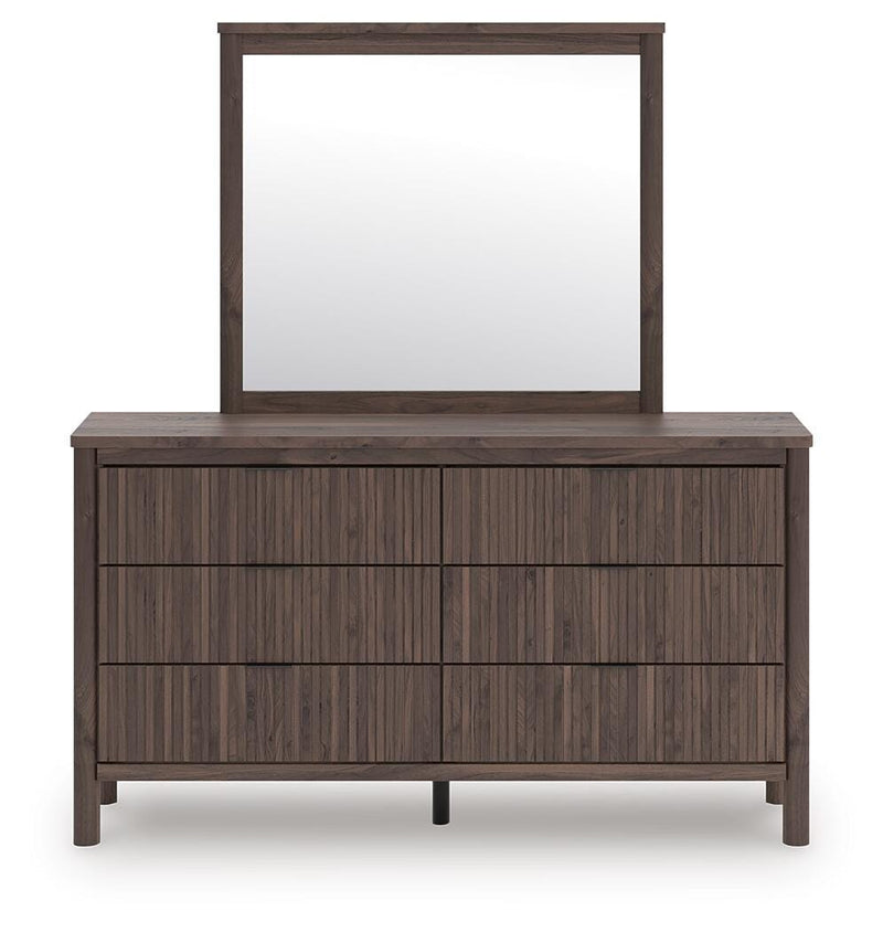 Pamytta Queen Panel Platform Bed, Dresser, Mirror and Chest in Brown - PKG022677