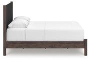 Pamytta Queen Upholstered Panel Bed, Dresser, Mirror and Chest in Brown - PKG022731