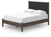 Pamytta Queen Upholstered Panel Platform Bed, Dresser, Mirror and Chest in Brown - PKG022695