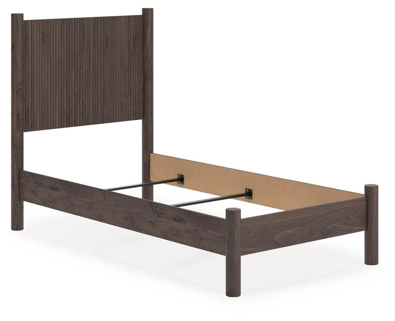Pamytta Twin Panel Bed, Dresser and Nightstand in Brown - PKG022704
