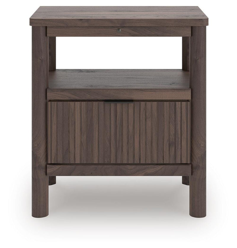 Pamytta Twin Panel Platform Bed, Chest and  Nightstand in Brown - PKG022754