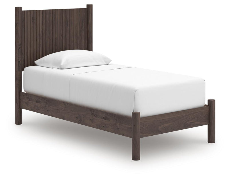 Pamytta Twin Panel Platform Bed, Dresser and Chest in Brown - PKG022753
