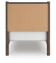 Pamytta Twin Upholstered Panel Platform Bed and Dresser in Brown - PKG022685