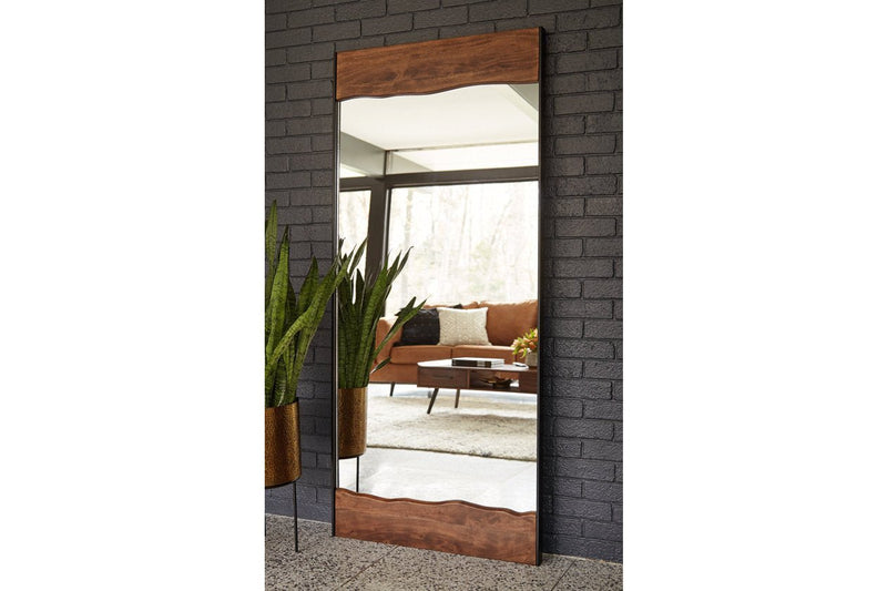 Panchali Brown/Black Floor Mirror - Lara FurnitureMirror