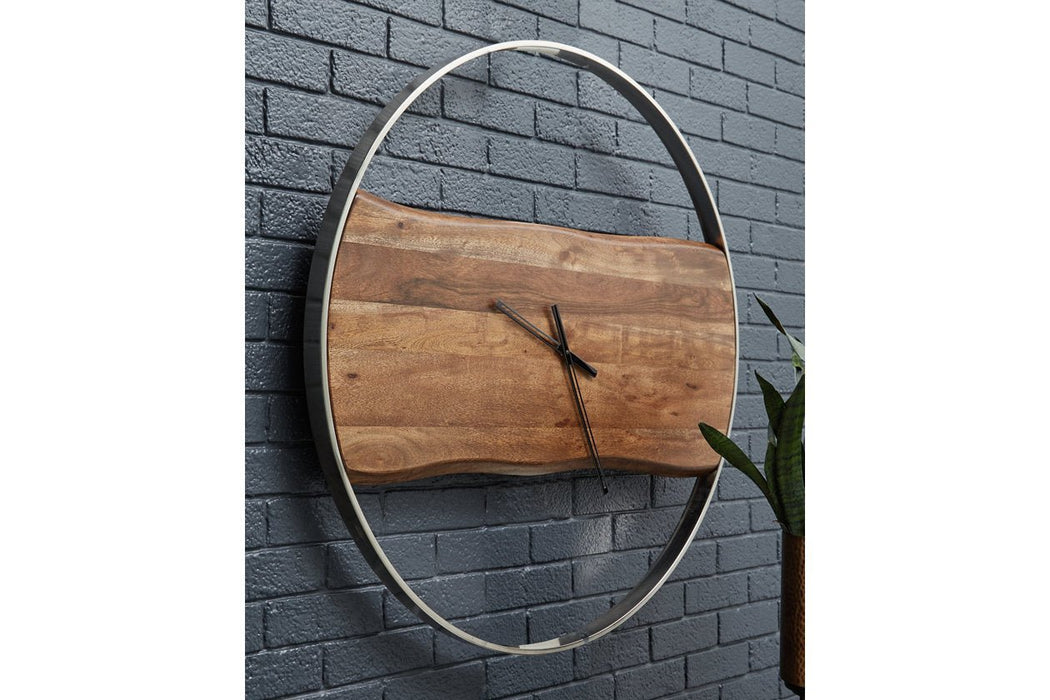 Panchali Brown/Silver Finish Wall Clock - Gate FurnitureOther Products