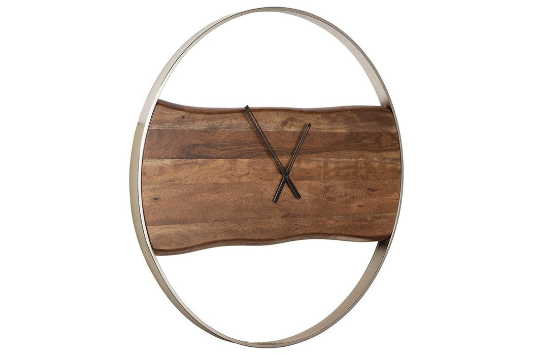 Panchali Brown/Silver Finish Wall Clock - Gate FurnitureOther Products