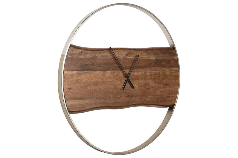 Panchali Brown/Silver Finish Wall Clock - Lara FurnitureOther Products