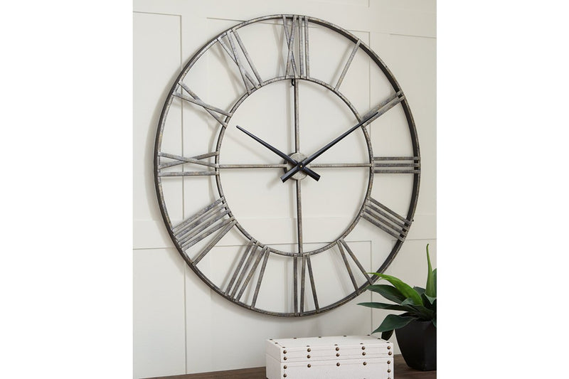 Paquita Antique Silver Wall Clock - Lara FurnitureOther Products