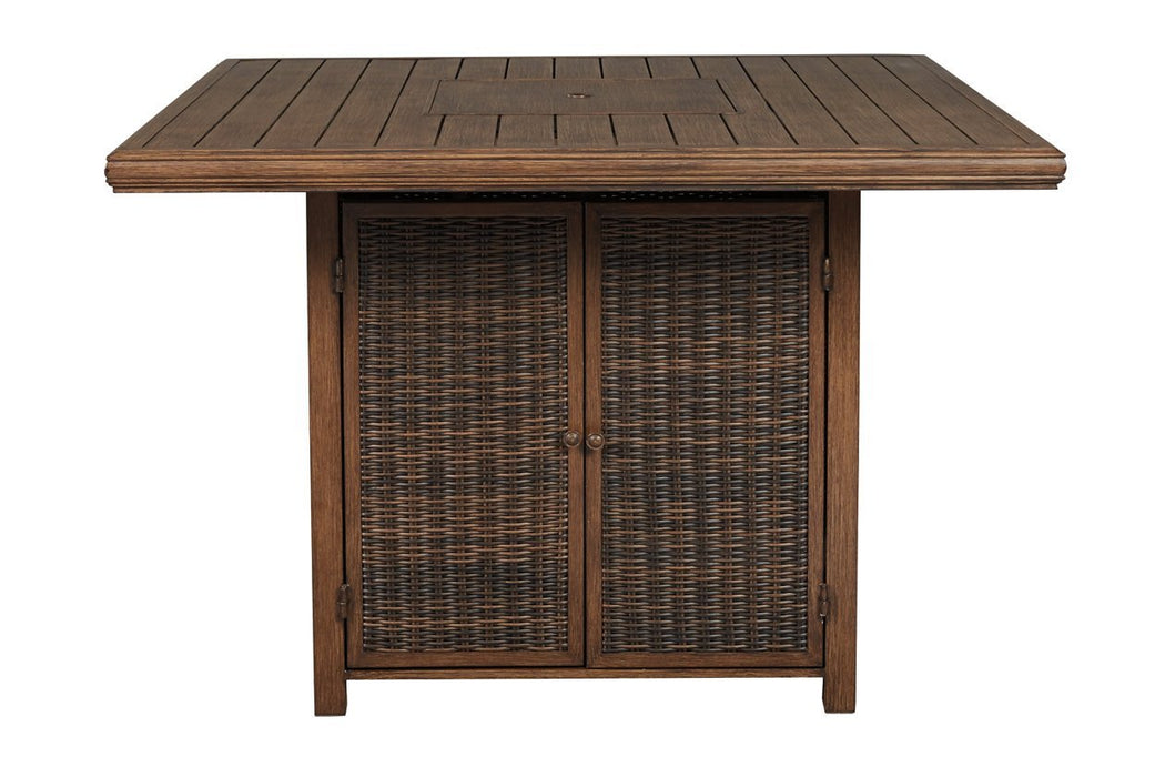 Paradise Trail Medium Brown Bar Table with Fire Pit - Gate FurnitureOutdoor Table