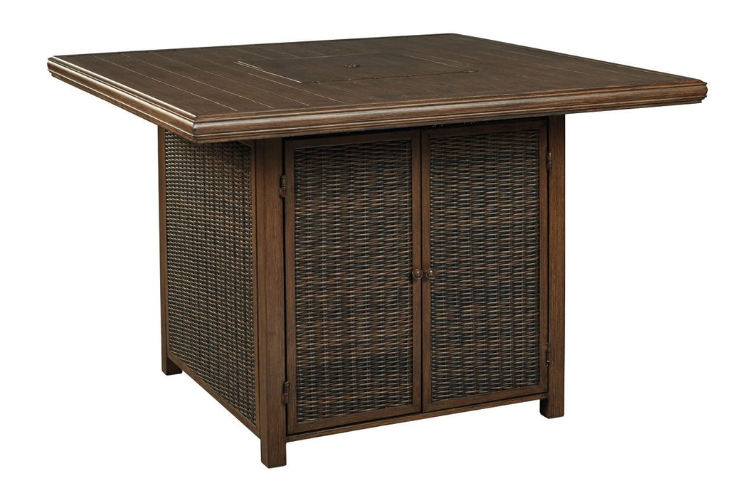 Paradise Trail Medium Brown Bar Table with Fire Pit - Gate FurnitureOutdoor Table