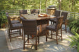 Paradise Trail Medium Brown Bar Table with Fire Pit - Gate FurnitureOutdoor Table