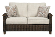 Paradise Trail Medium Brown Loveseat with Cushion - Gate FurnitureOutdoor Loveseat