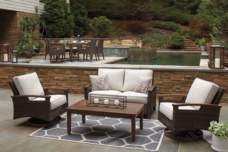 Paradise Trail Medium Brown Loveseat with Cushion - Gate FurnitureOutdoor Loveseat