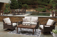 Paradise Trail Medium Brown Loveseat with Cushion - Gate FurnitureOutdoor Loveseat