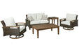 Paradise Trail Medium Brown Loveseat with Cushion - Gate FurnitureOutdoor Loveseat