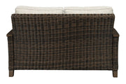 Paradise Trail Medium Brown Loveseat with Cushion - Gate FurnitureOutdoor Loveseat