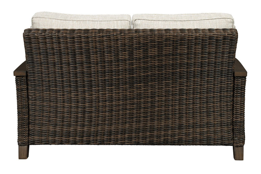 Paradise Trail Medium Brown Loveseat with Cushion - Gate FurnitureOutdoor Loveseat