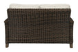 Paradise Trail Medium Brown Loveseat with Cushion - Gate FurnitureOutdoor Loveseat