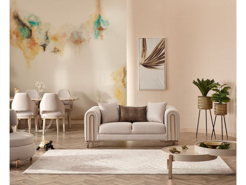 Paris 3-pieces (Sofa & Loveseat & Chair) Livingroom Set Cream in Cream - 101-PAR-ZEG02-321