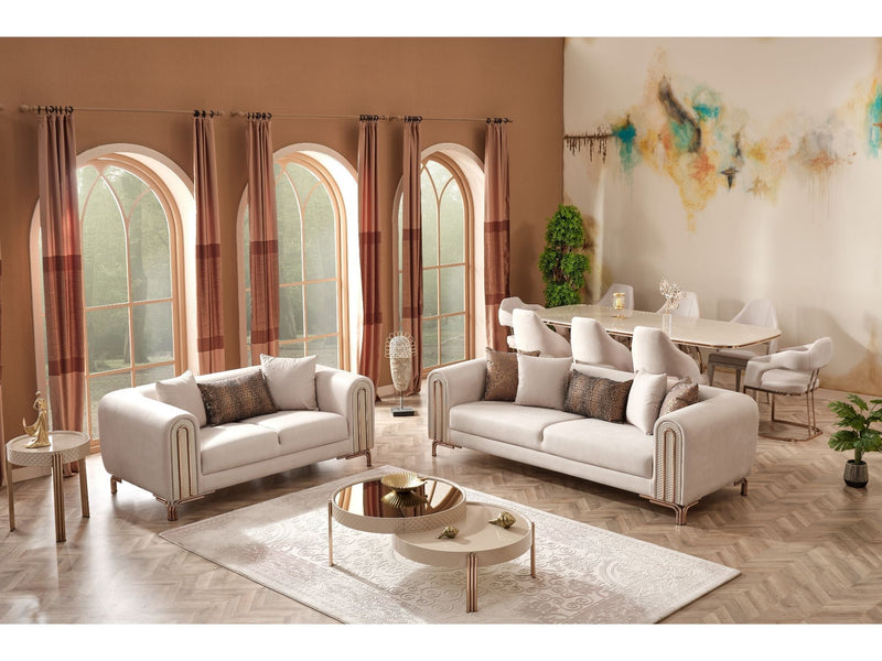 Paris 3-pieces (Sofa & Loveseat & Chair) Livingroom Set Cream in Cream - 101-PAR-ZEG02-321