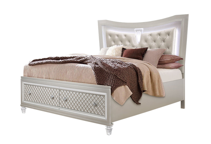 Paris Champagne King Bed With Led - Lara FurnitureKing Bed