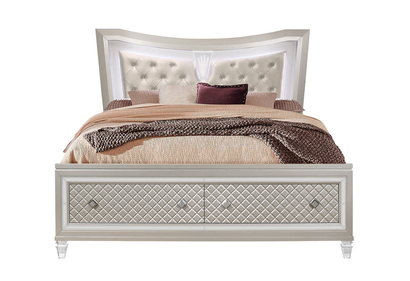 Paris Champagne King Bed With Led - Lara FurnitureKing Bed